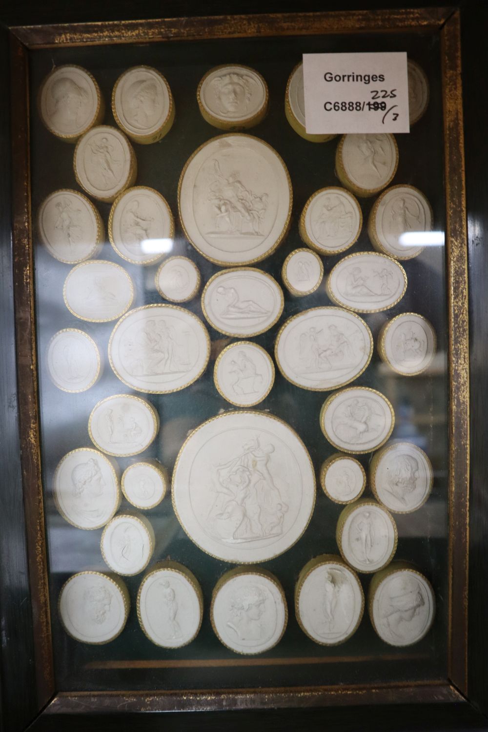 A framed group of intaglios and two framed groups of seals